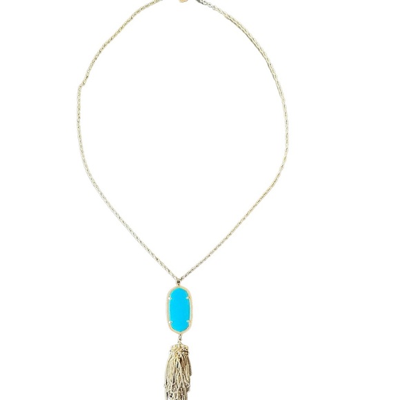 Retired Kendra Scott Rayne Turquoise Stone Tassel Pendant Necklace - Picture 1 of 8